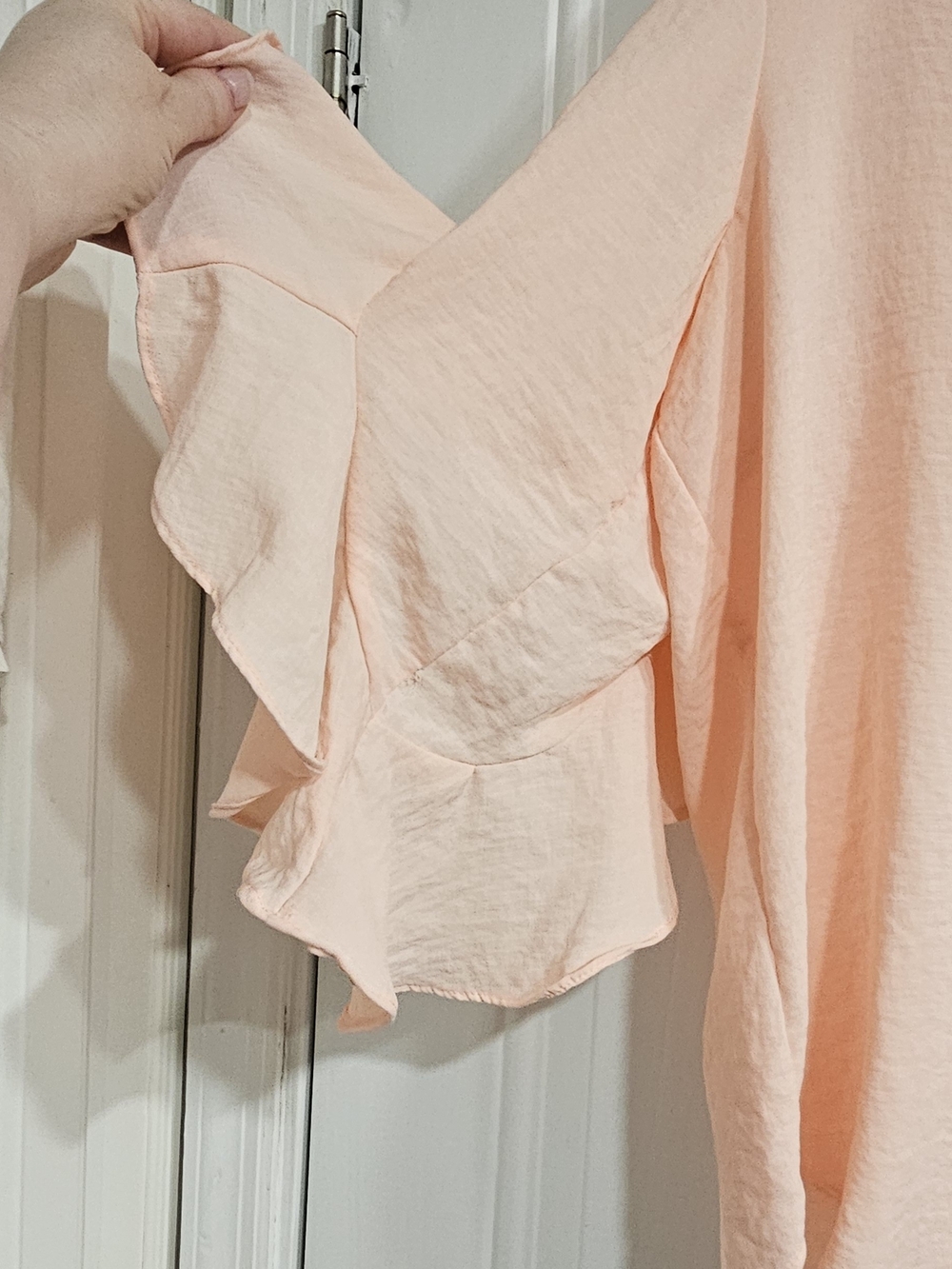 Vince Camuto Light Peach Ruffle Sleeve Blouse - Picture 5 of 6